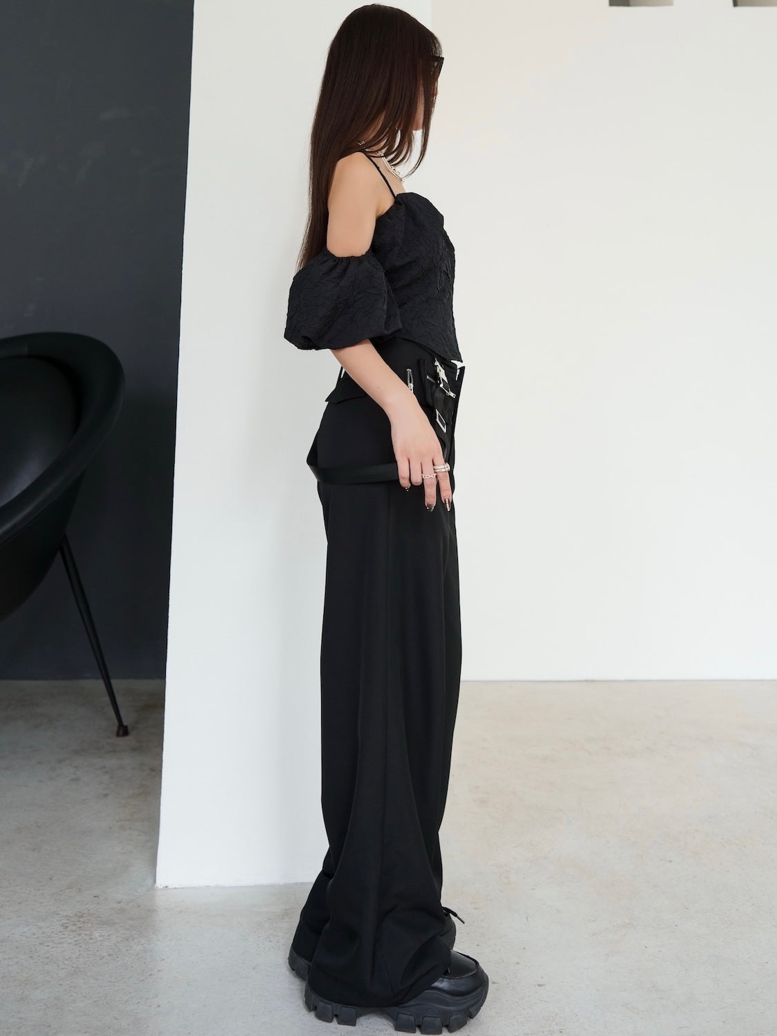 クリンクル Balloon スリーブ Tops