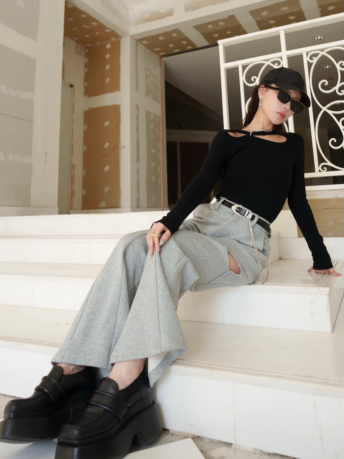 Ring アクセント KNIT トップス