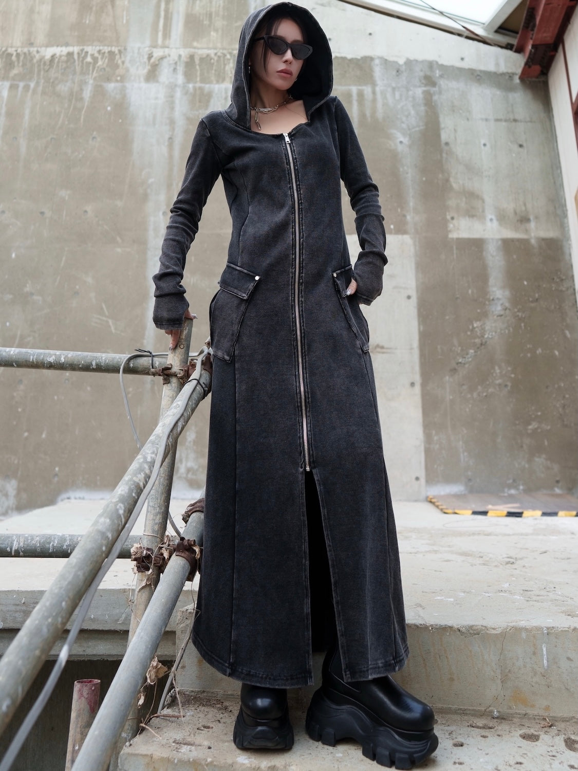 ピグメント Rib フーディー Zipワンピース