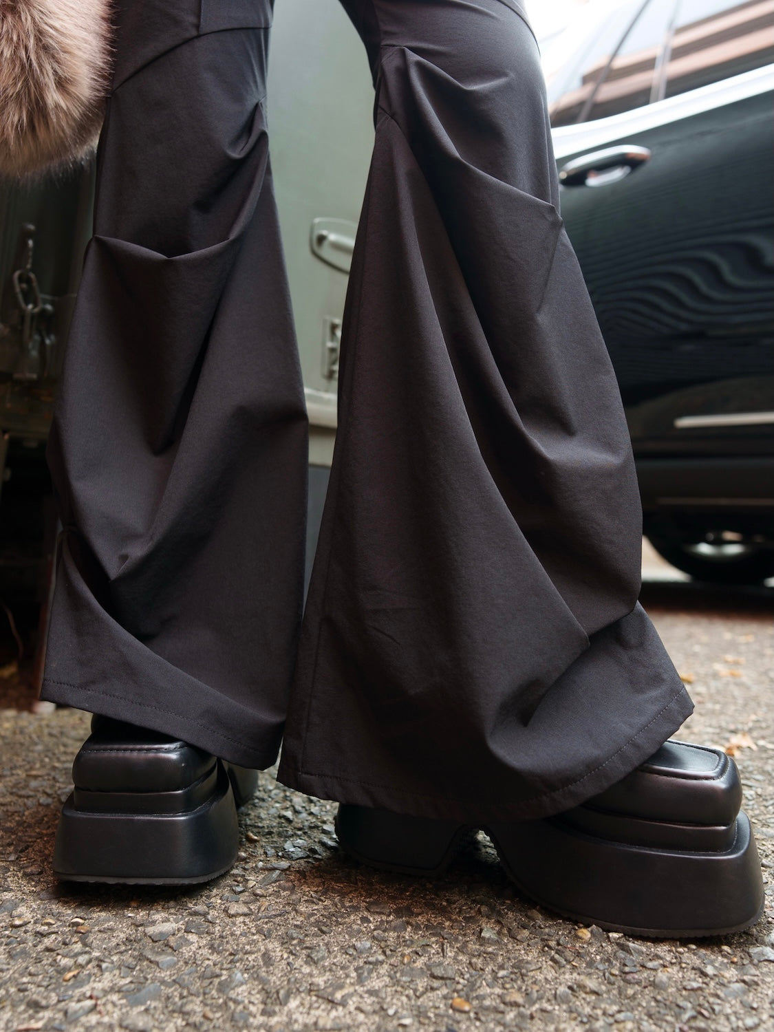 Stretch ドレープフレア パンツ