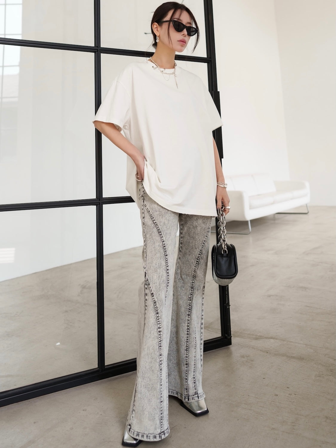 マルチシーム Stretch フレアデニム