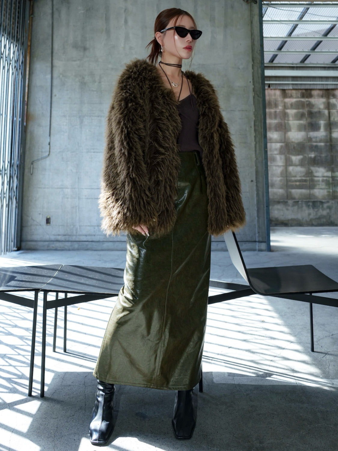 ノーカラー チベット Fur コート