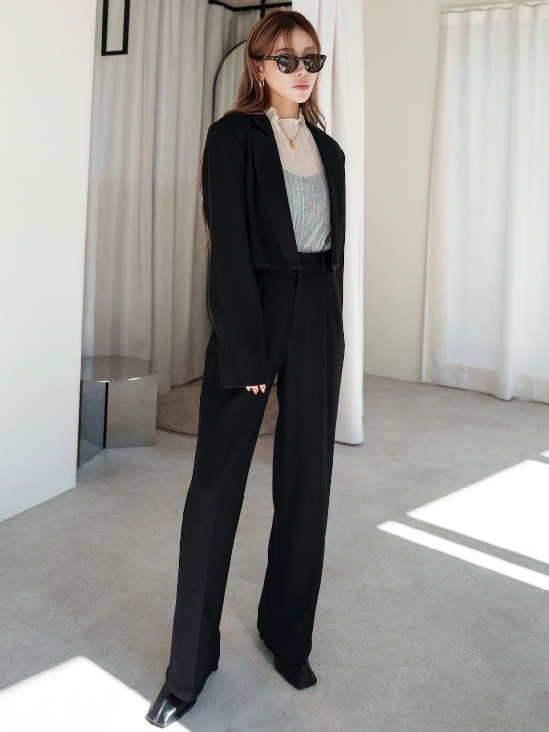Wool twill short jacket