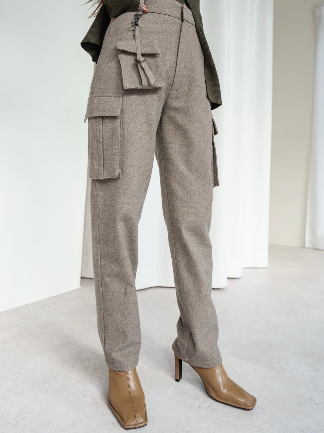 Eco-leather スクエア ショートブーツ