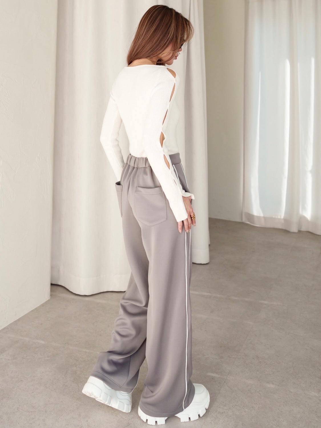 BUTTON-SLEEVE ニット トップス