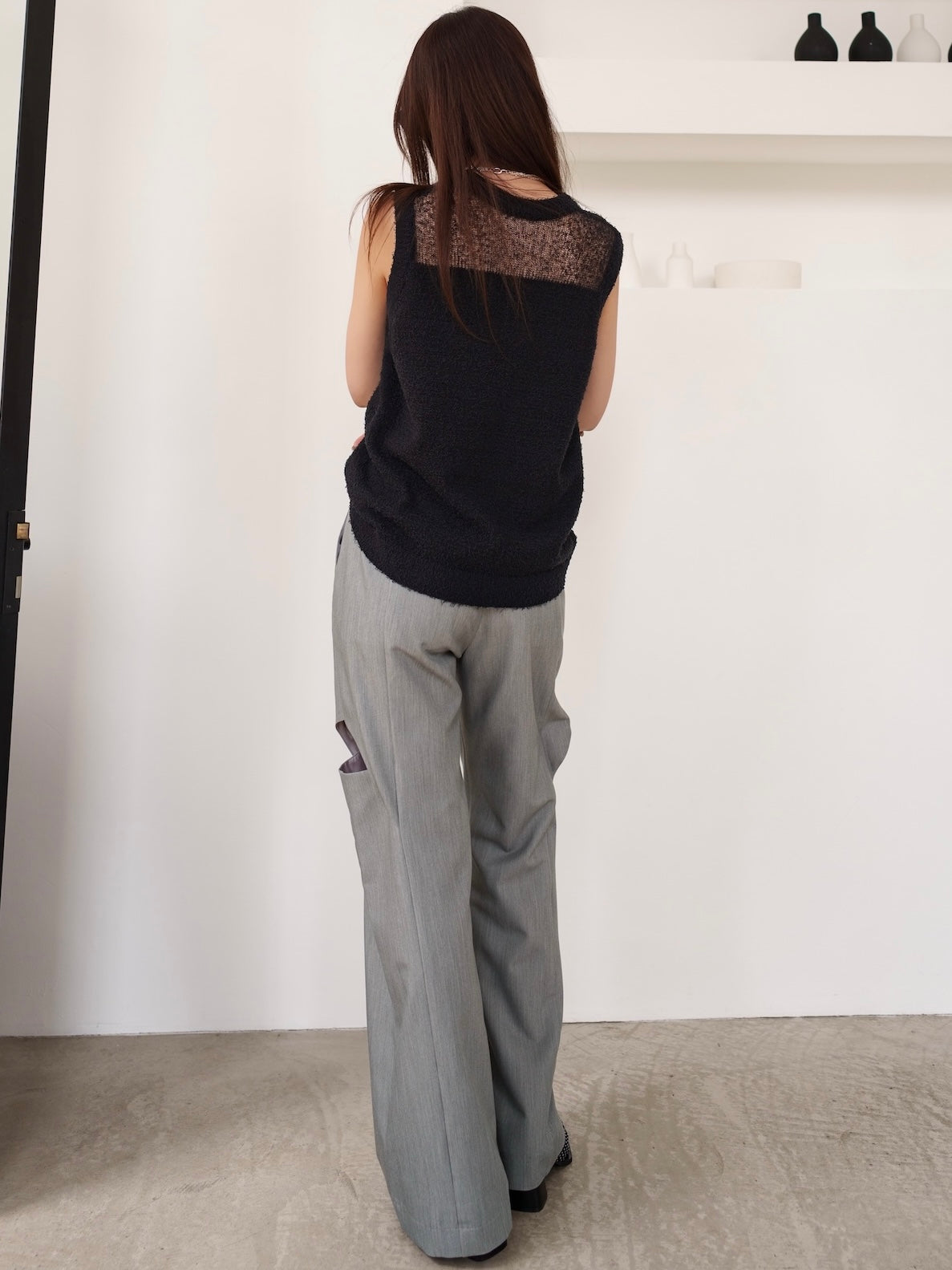 Side Hole Straight Slacks