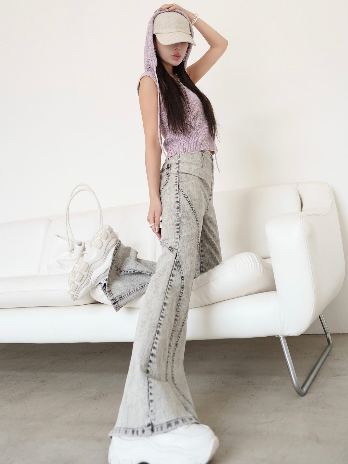 Multi-seam Stretch Flared Denim