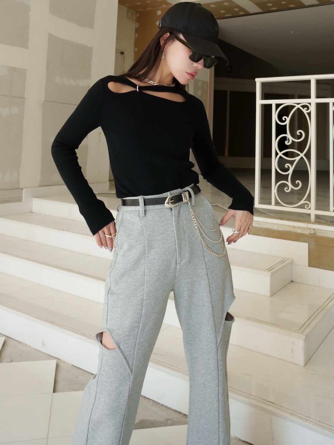 Ring アクセント KNIT トップス