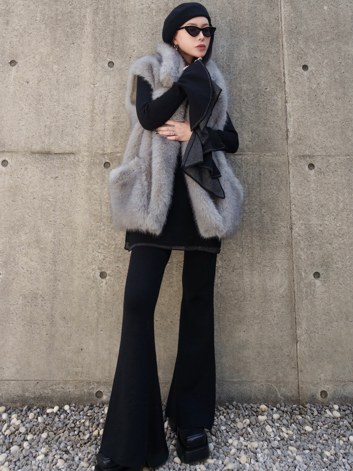 Suede ボンディング Fur ベスト