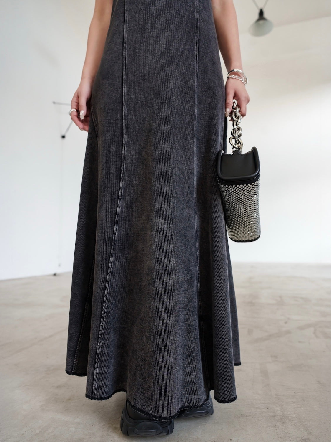 ピグメント Rib フレア ワンピース