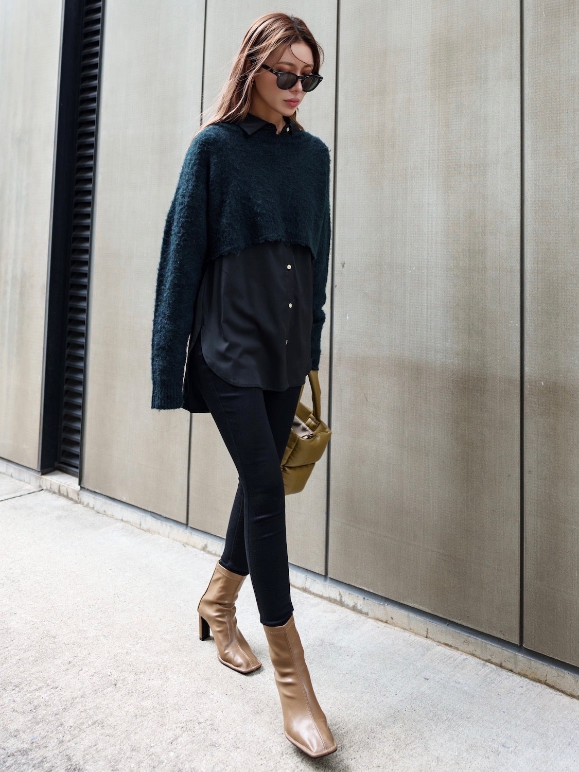 Eco-leather スクエア ショートブーツ