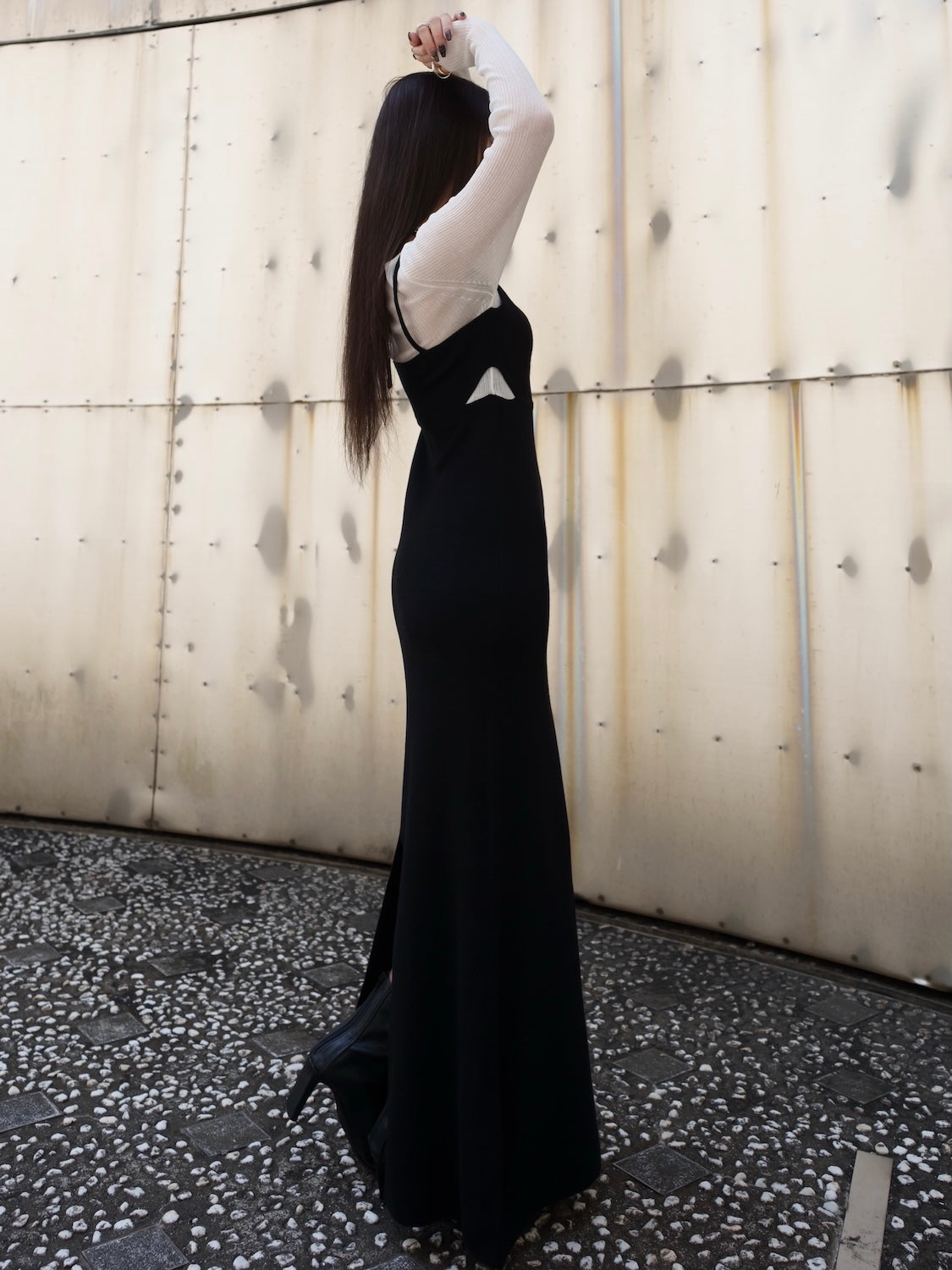 シアー ドッキング KNIT ワンピース