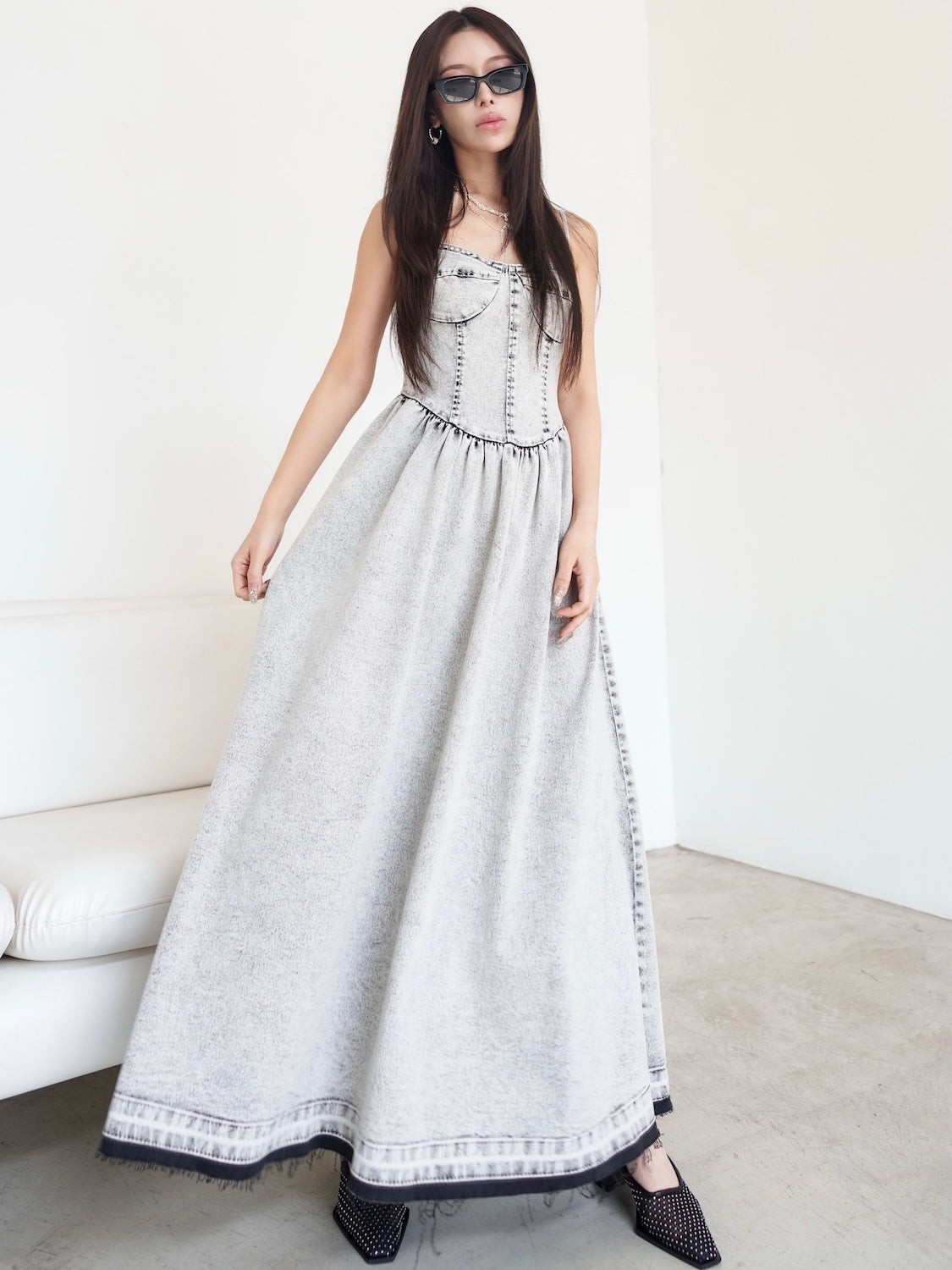 コルセットライク フレア DENIM Dress