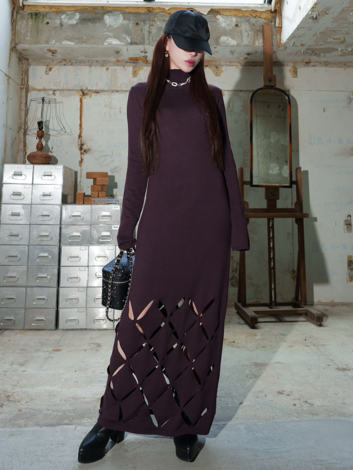 クロスカット デザイン KNIT ワンピース
