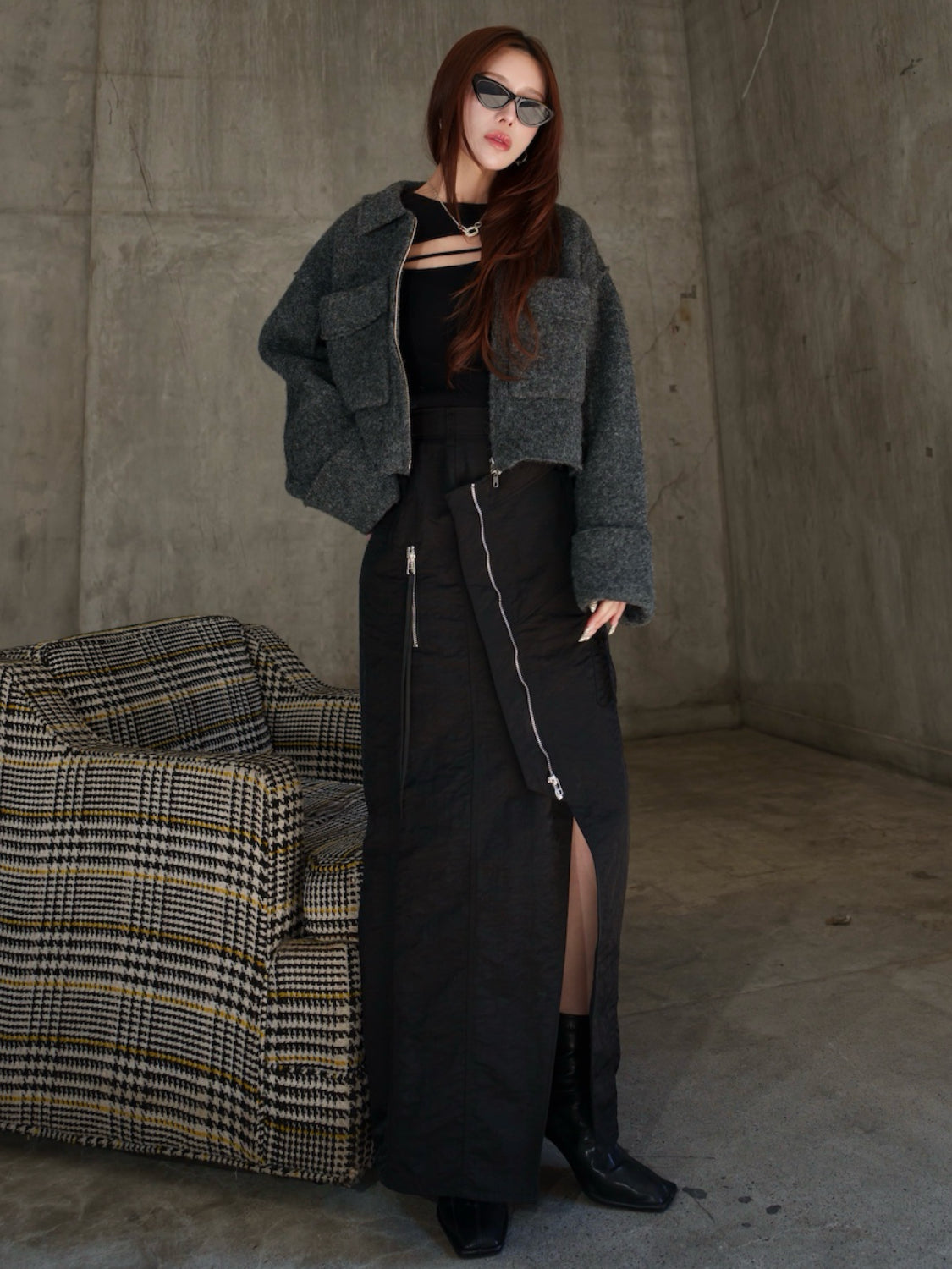 メルトンライク KNIT Zip コート