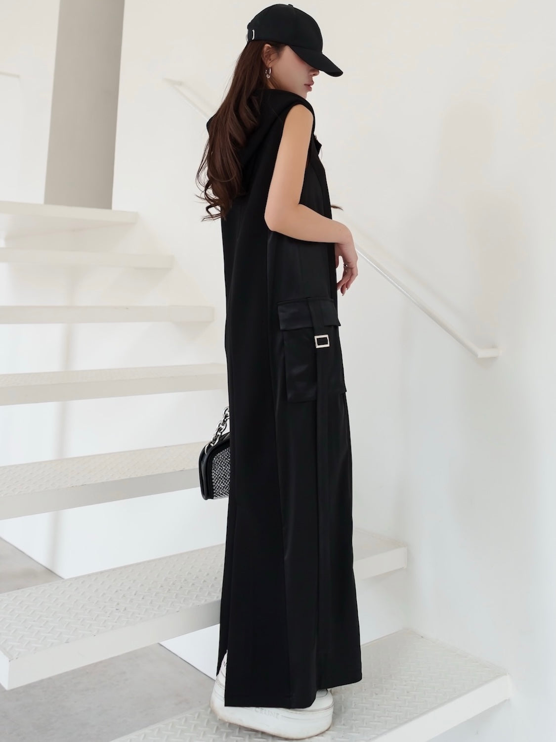 Satin Swich Hoodie Dress