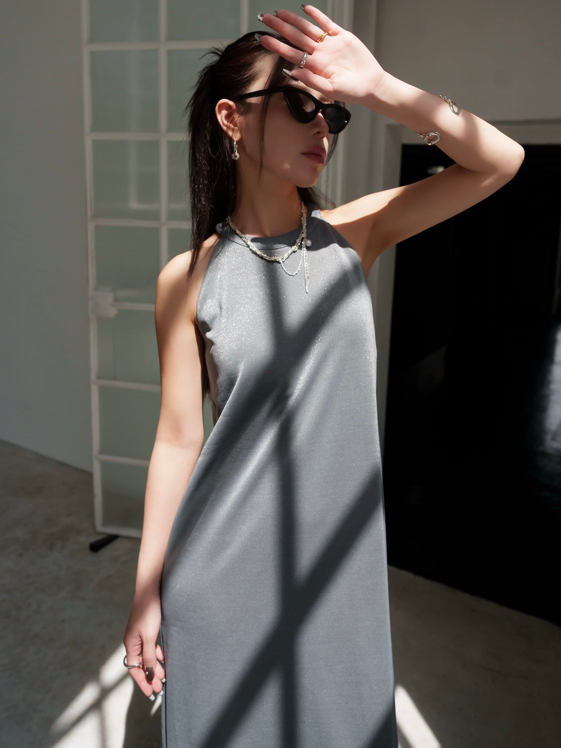 Basic ラメ カットソー ワンピース