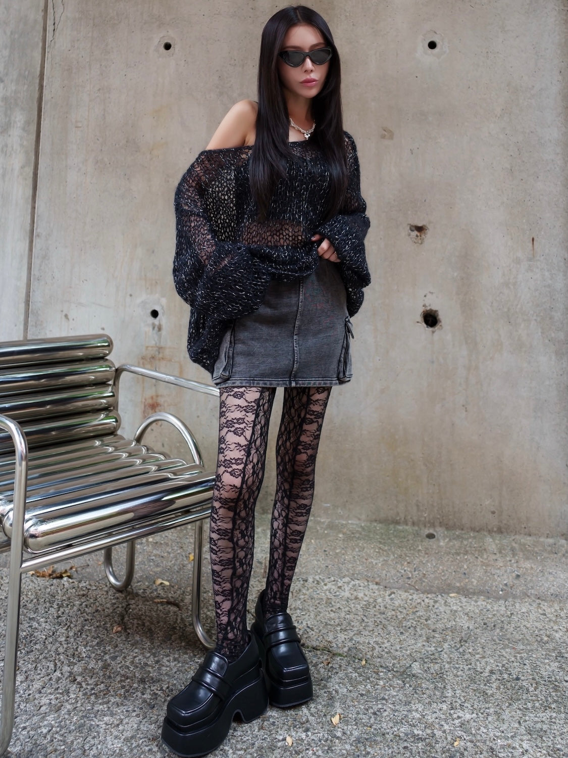 ラメ&モヘア Hand Made KNIT