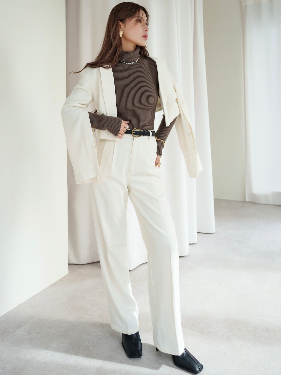 Wool twill short jacket