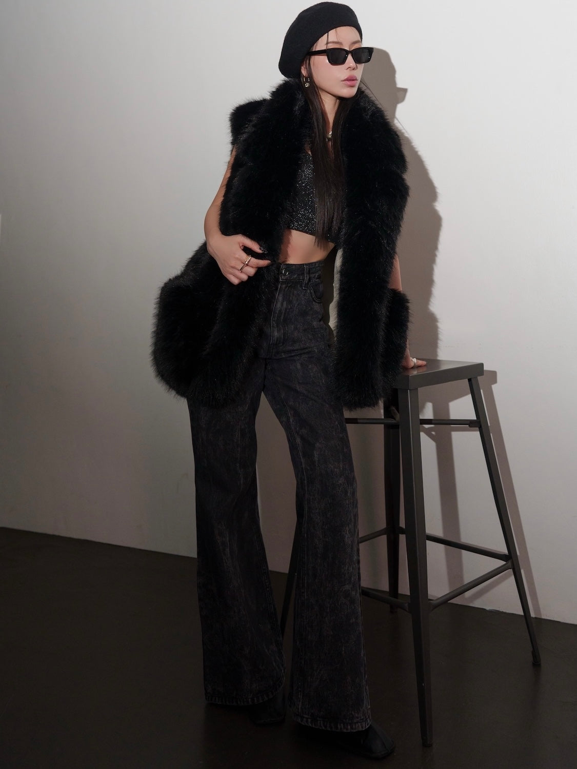 Suede ボンディング Fur ベスト