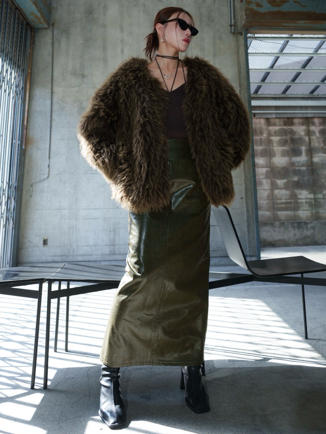 ノーカラー チベット Fur コート