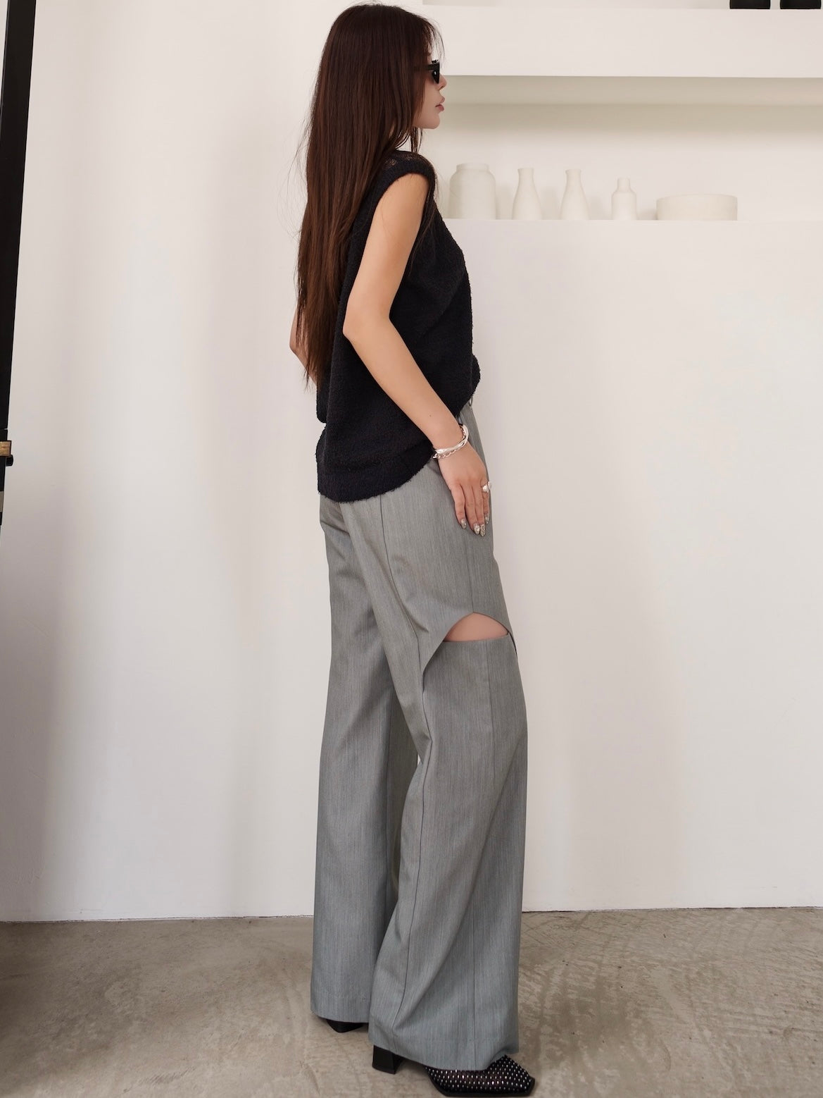 Side Hole Straight Slacks