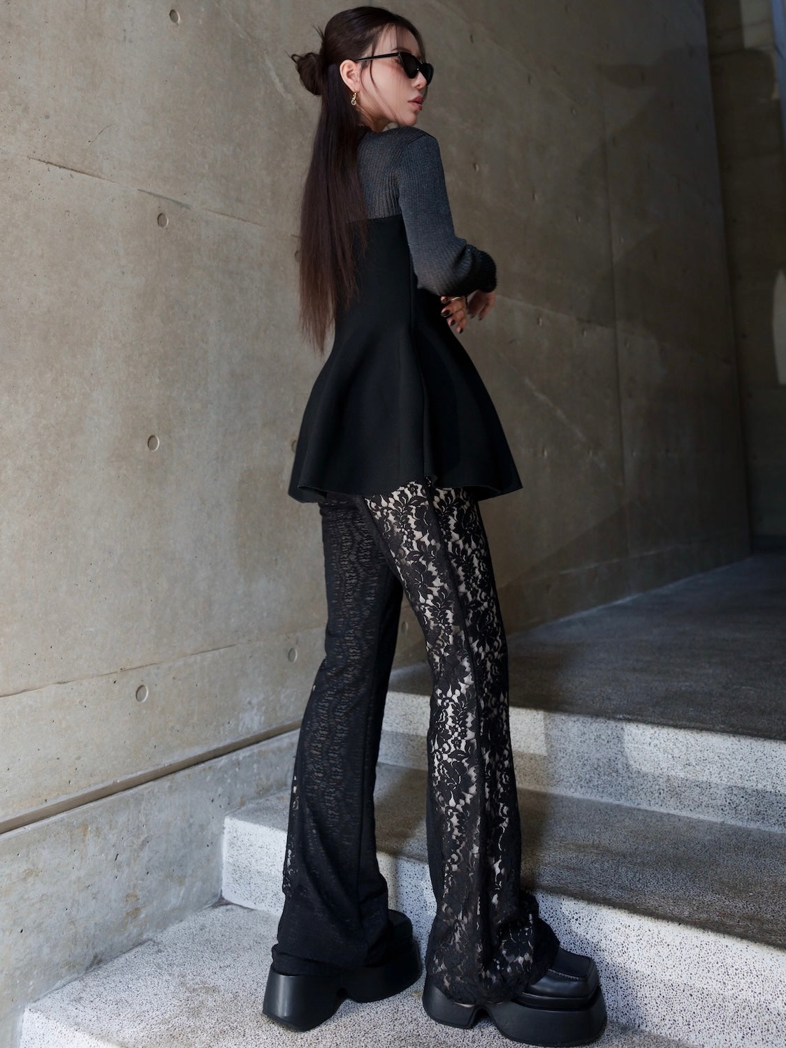 インターシャ ドッキング ペプラム KNIT