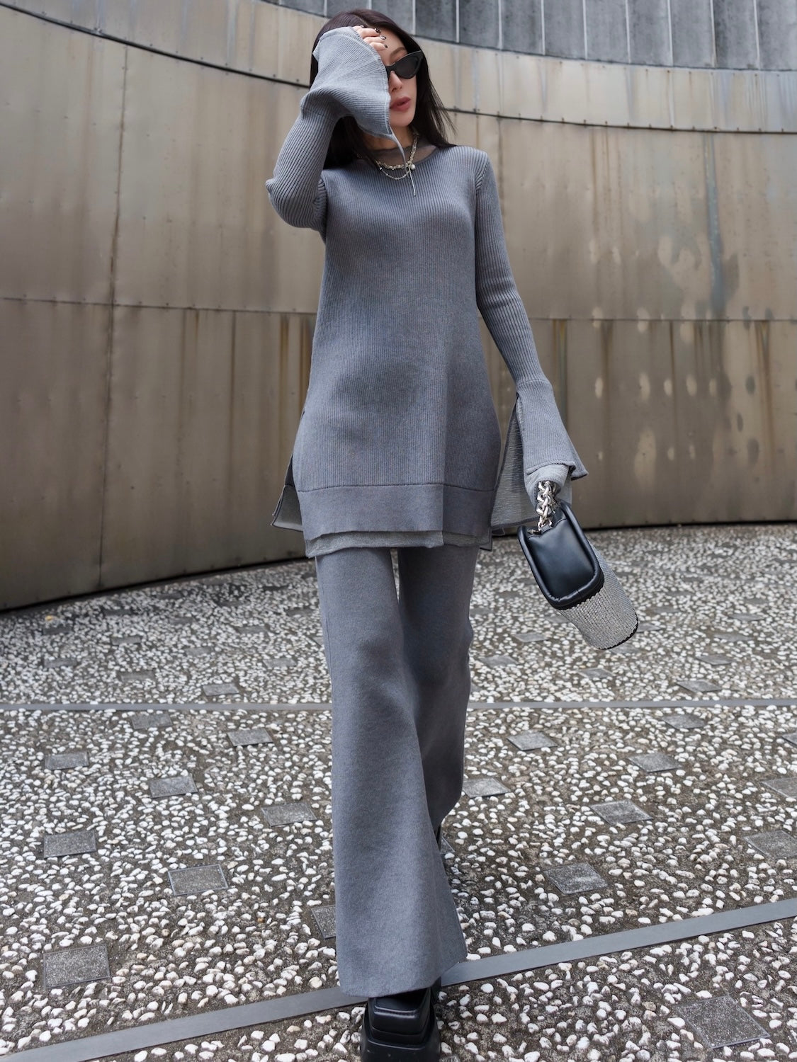 Sheer レイヤーカフス KNIT セットアップ