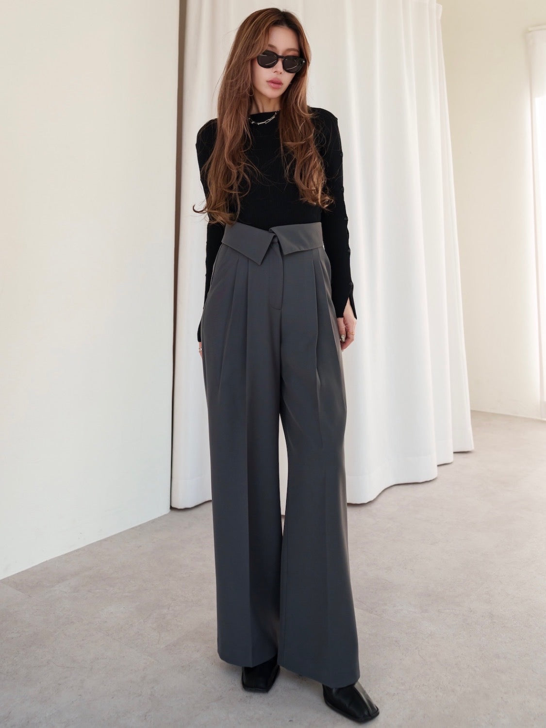 Design Waist Wide Pants
