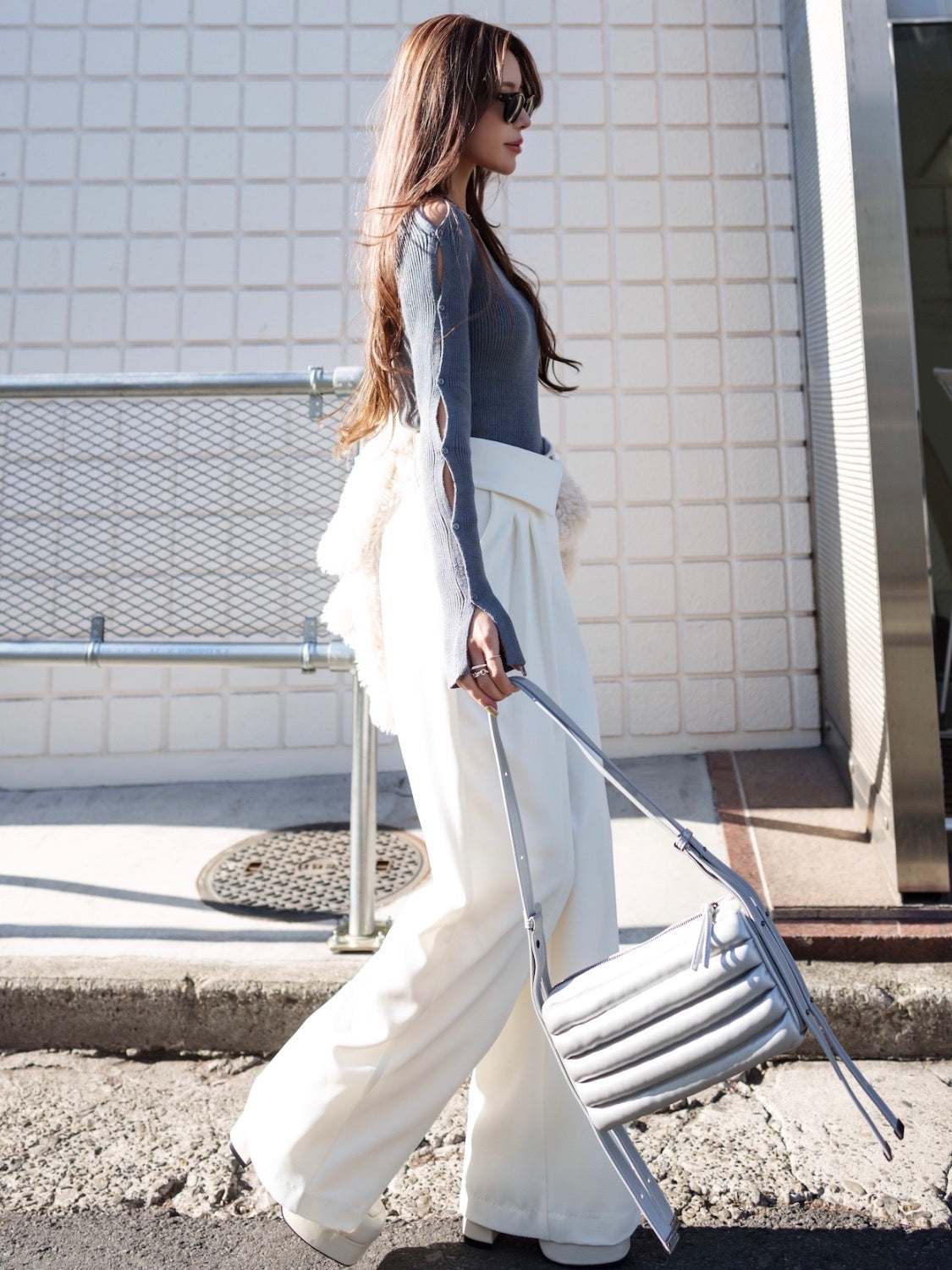 BUTTON-SLEEVE ニット トップス