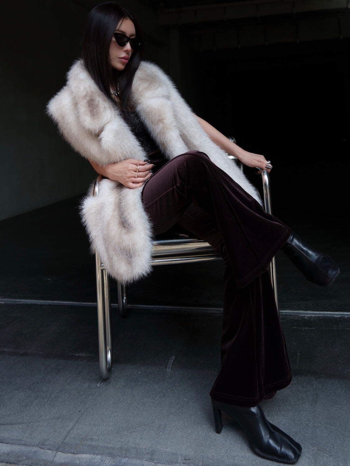 Suede ボンディング Fur ベスト