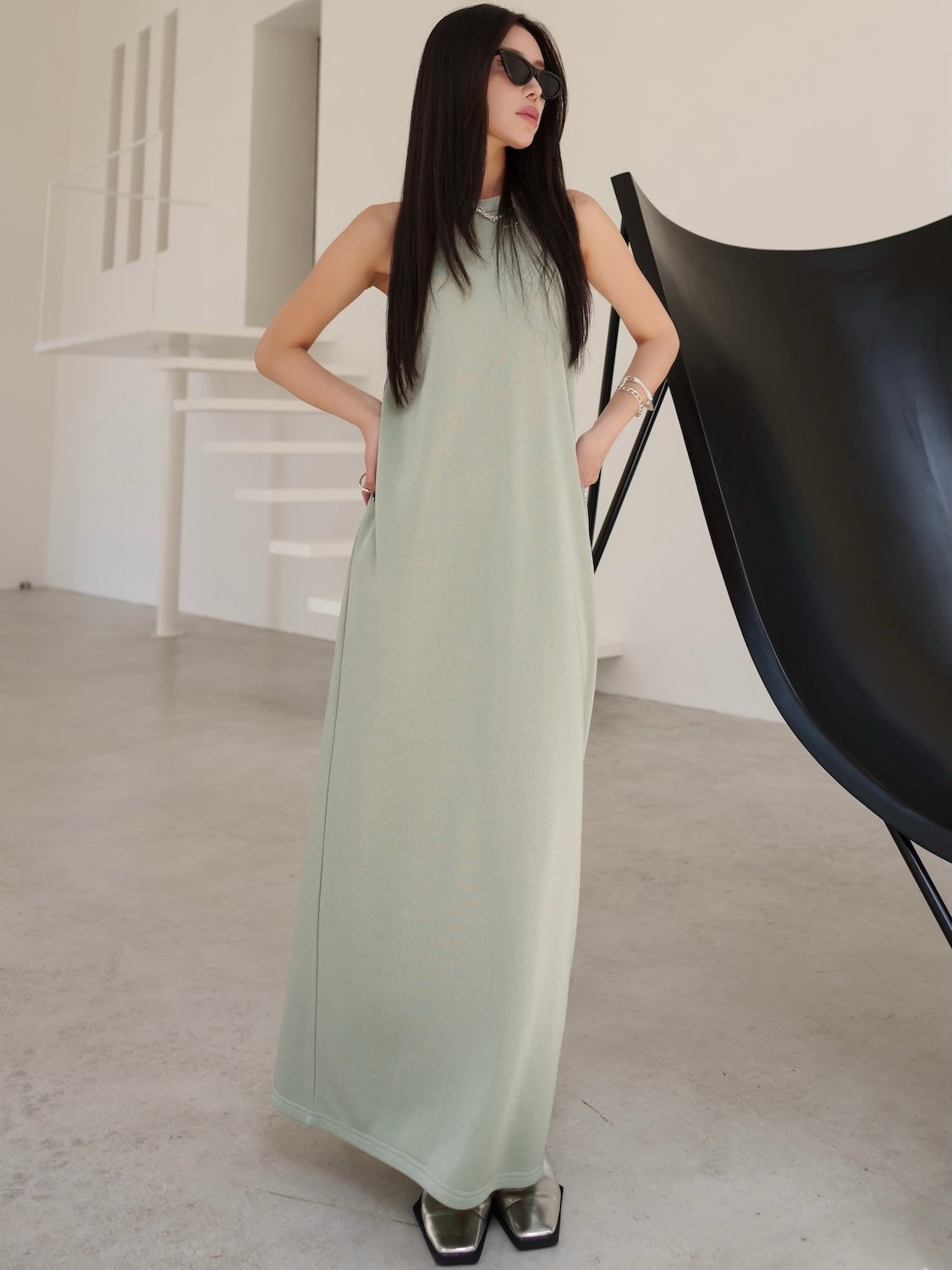 Basic ラメ カットソー ワンピース