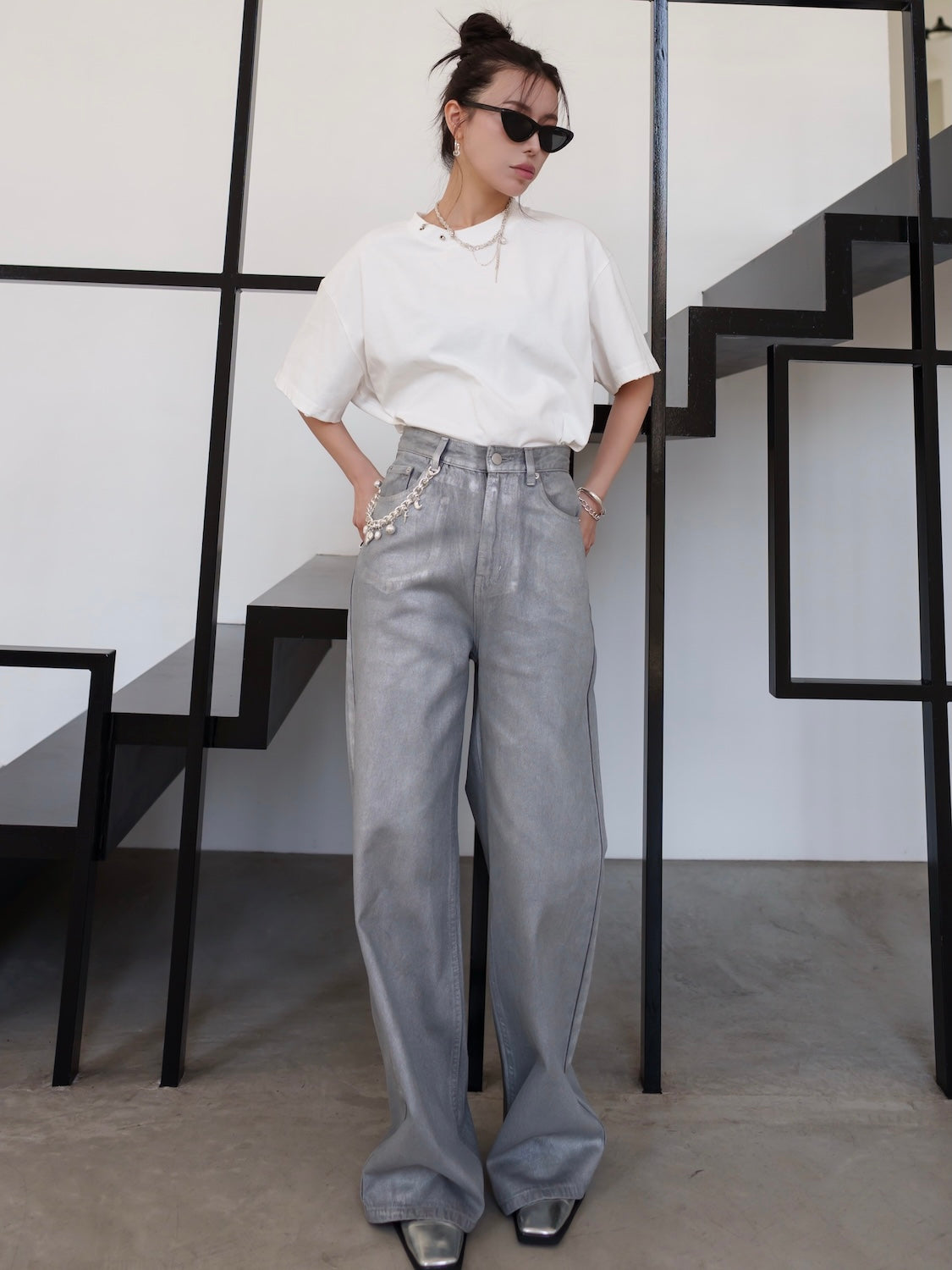 Spray Foil Wide Denim