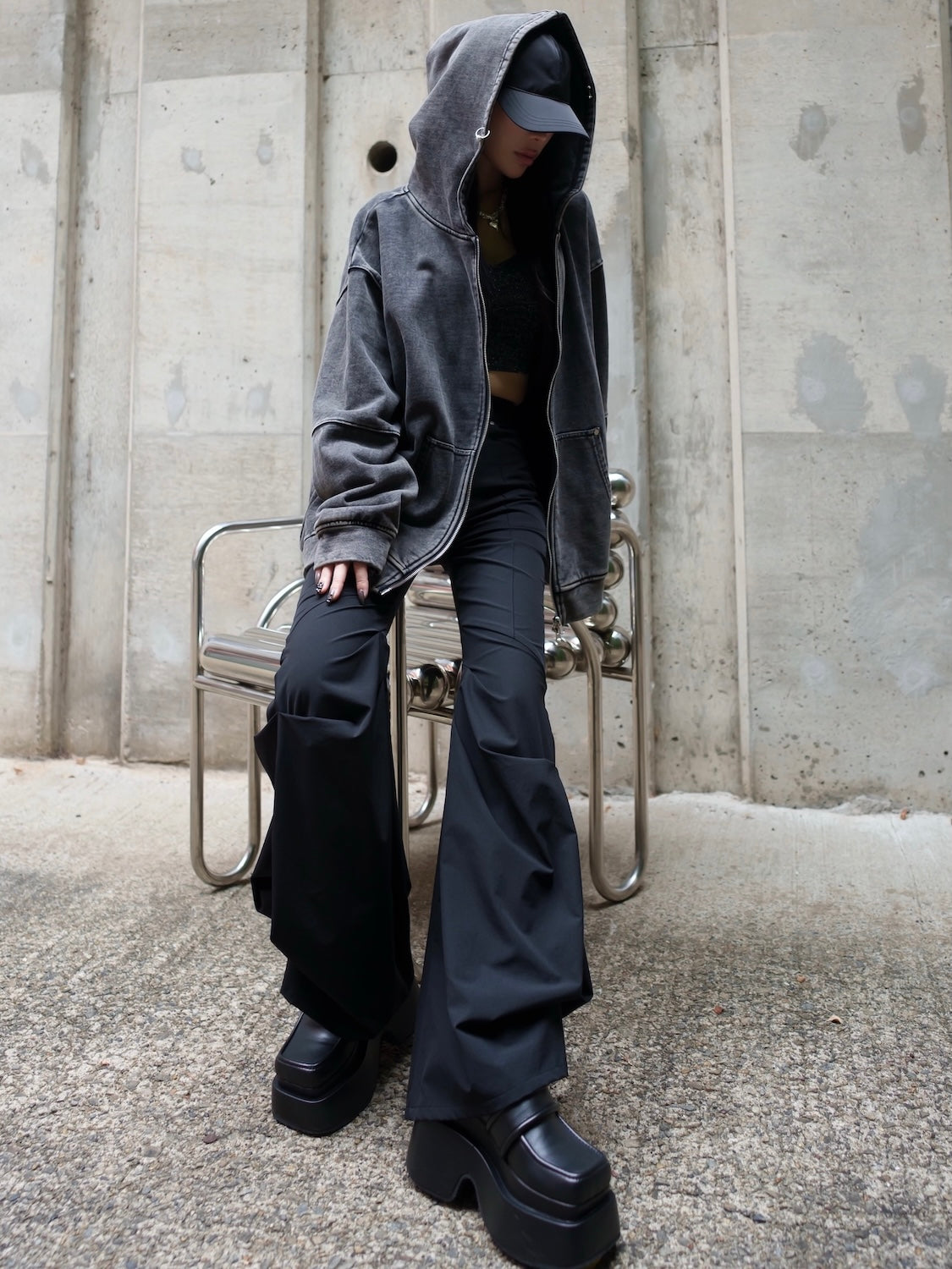 Stretch ドレープフレア パンツ