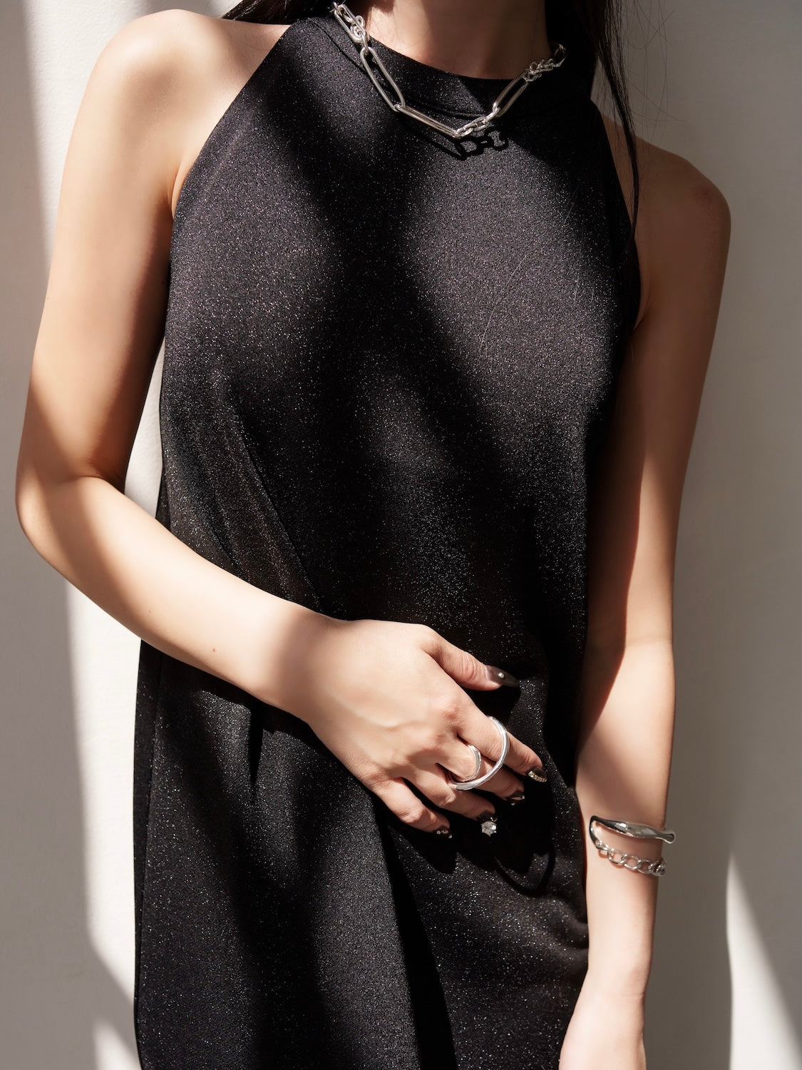 Basic ラメ カットソー ワンピース