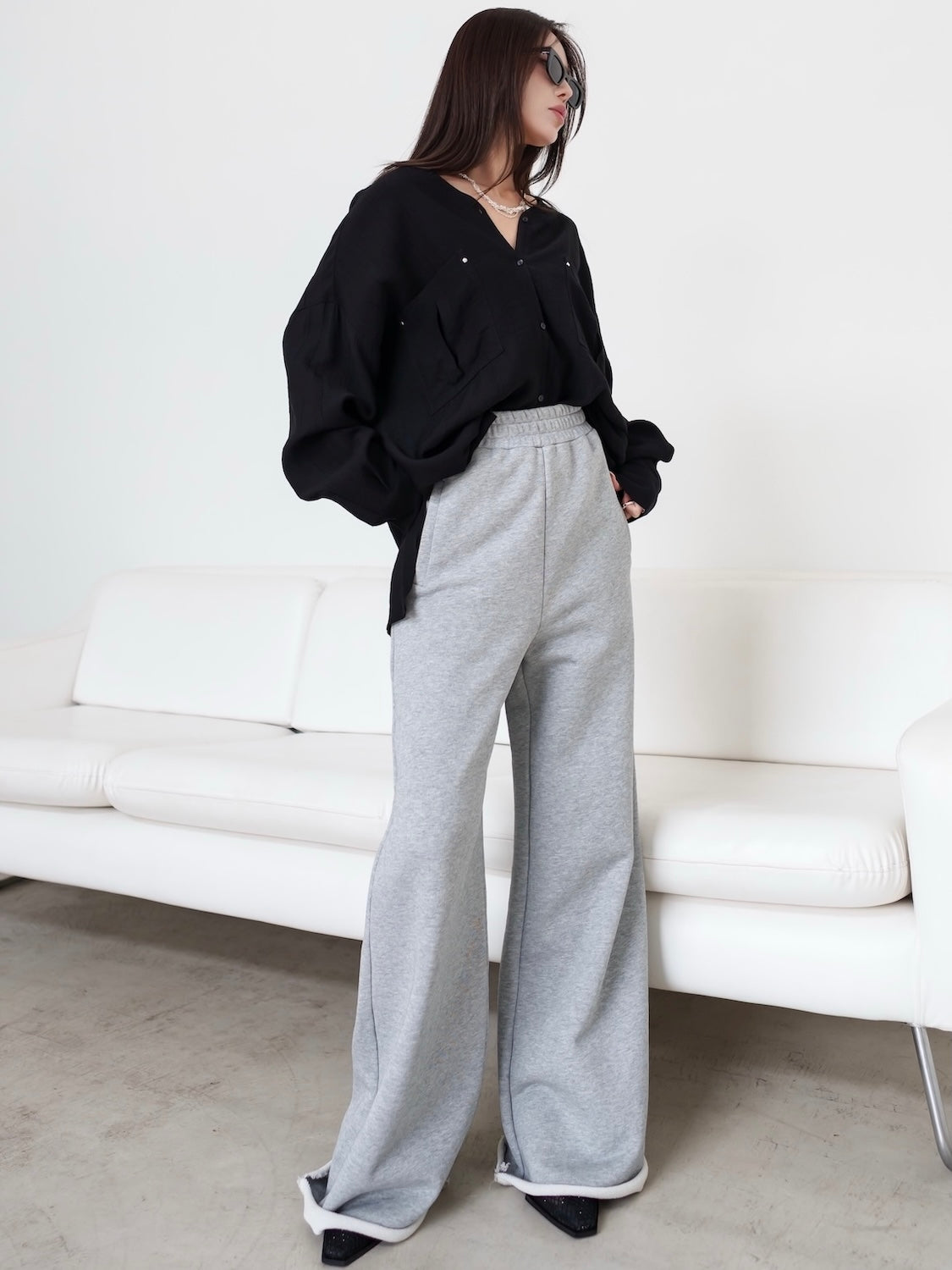 MODEL:159cm<br>COLOR:グレー