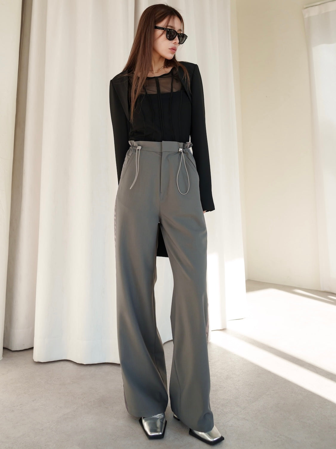 Waist Draw Line Pants