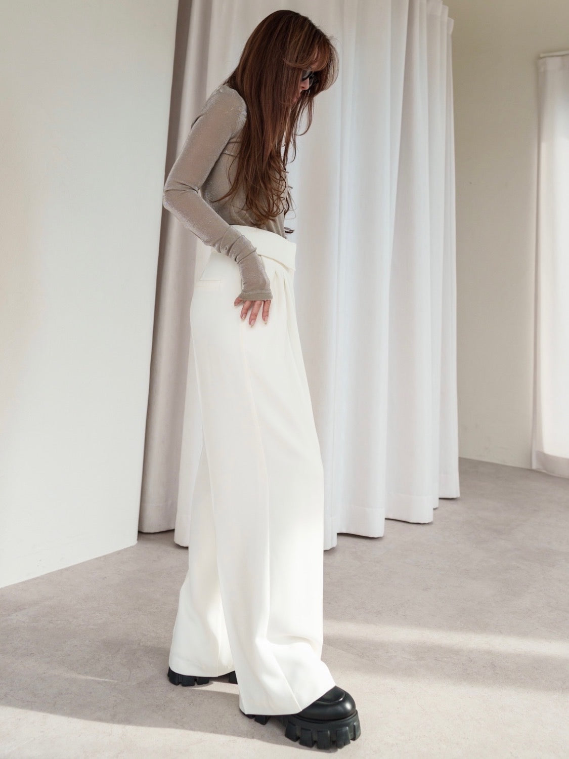 Design Waist Wide Pants