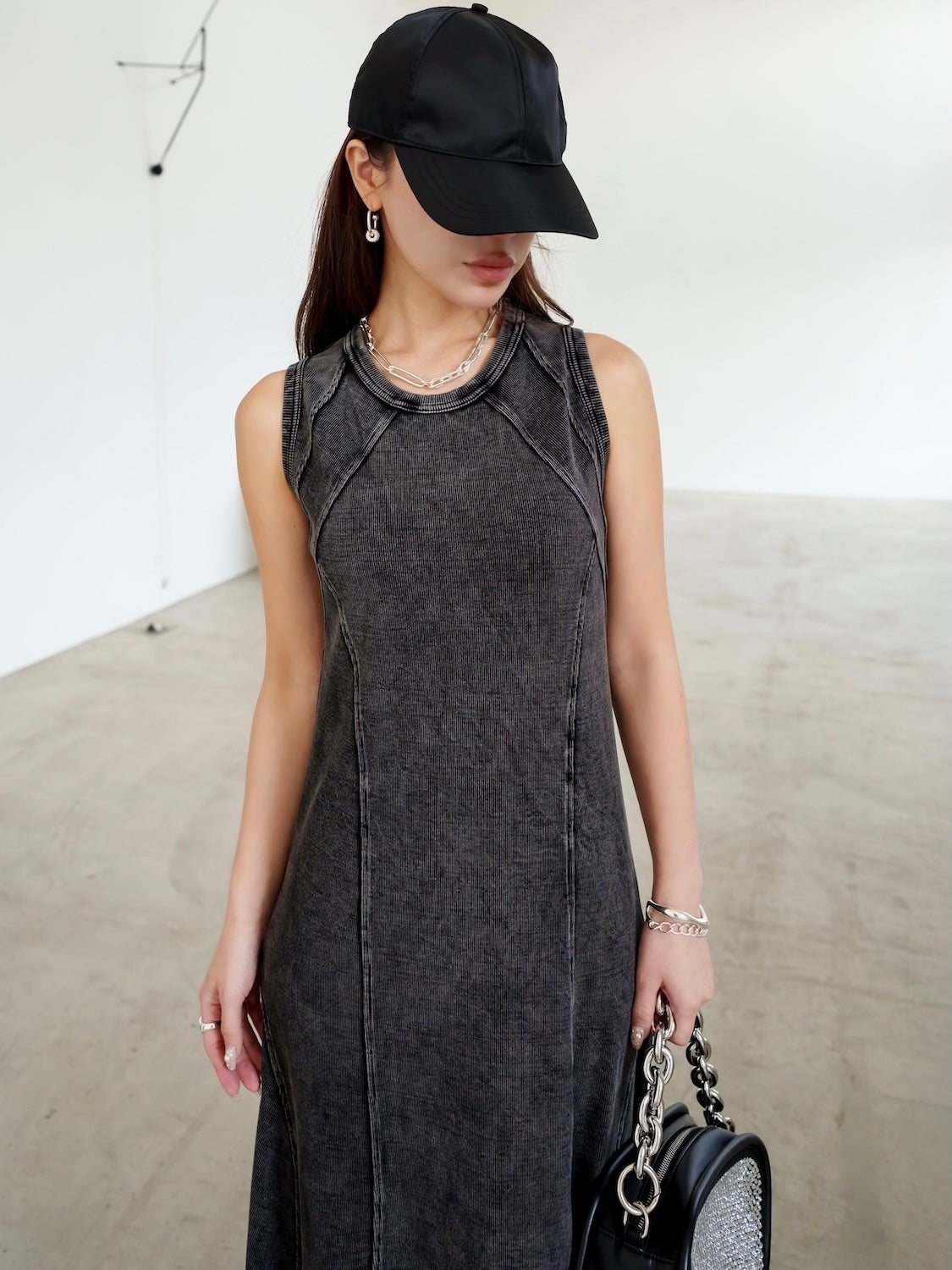 ピグメント Rib フレア ワンピース