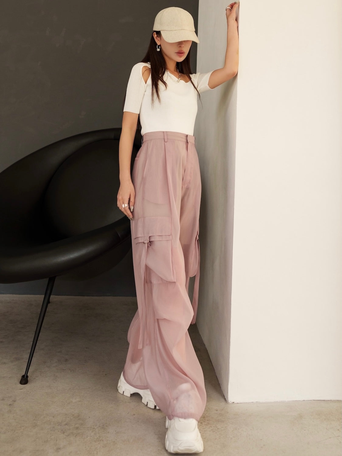 Asymmetrical short-sleeve knit