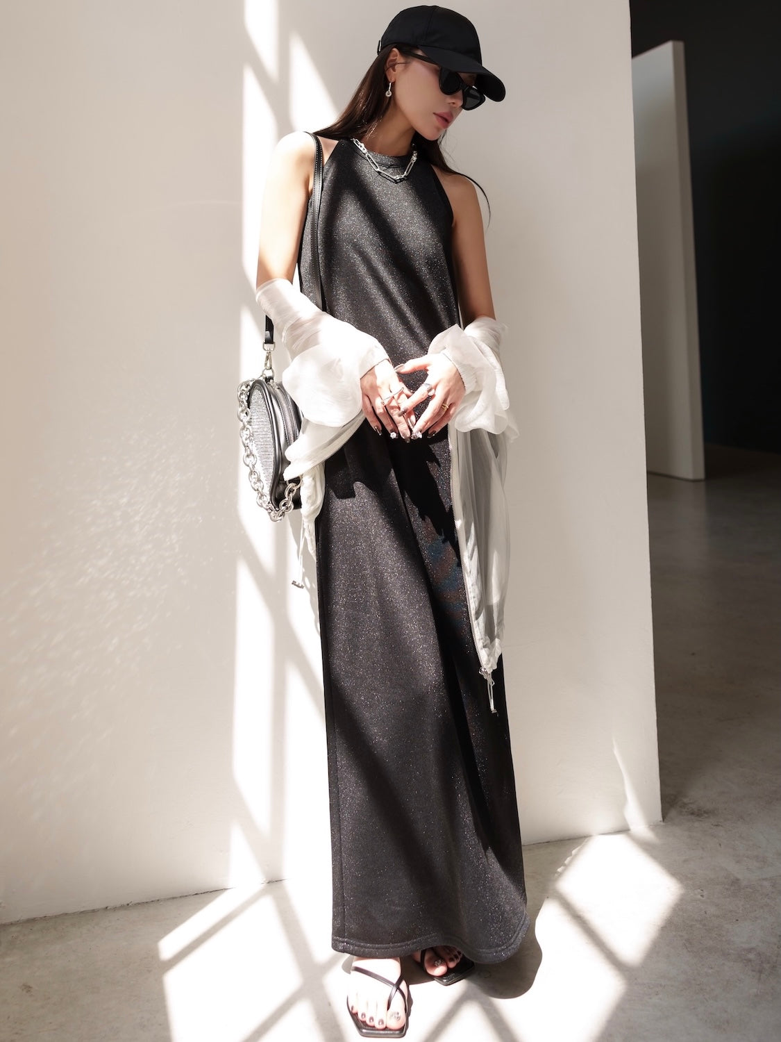 Basic ラメ カットソー ワンピース