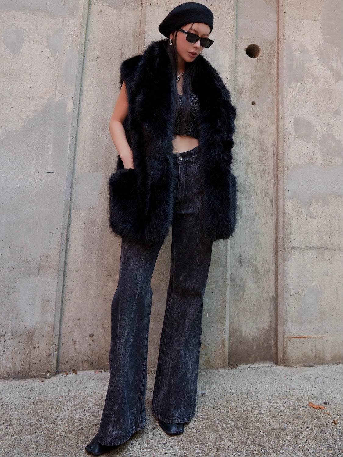 Suede ボンディング Fur ベスト