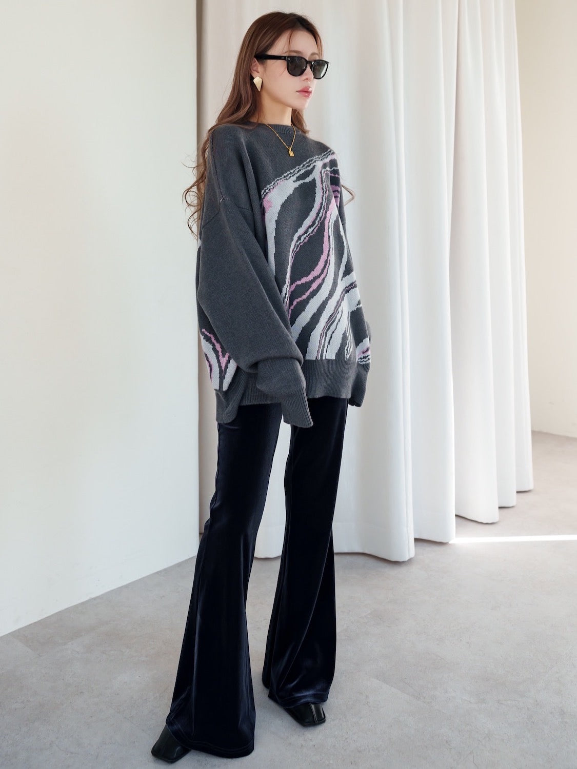 Marble Long-sleeve Pullover