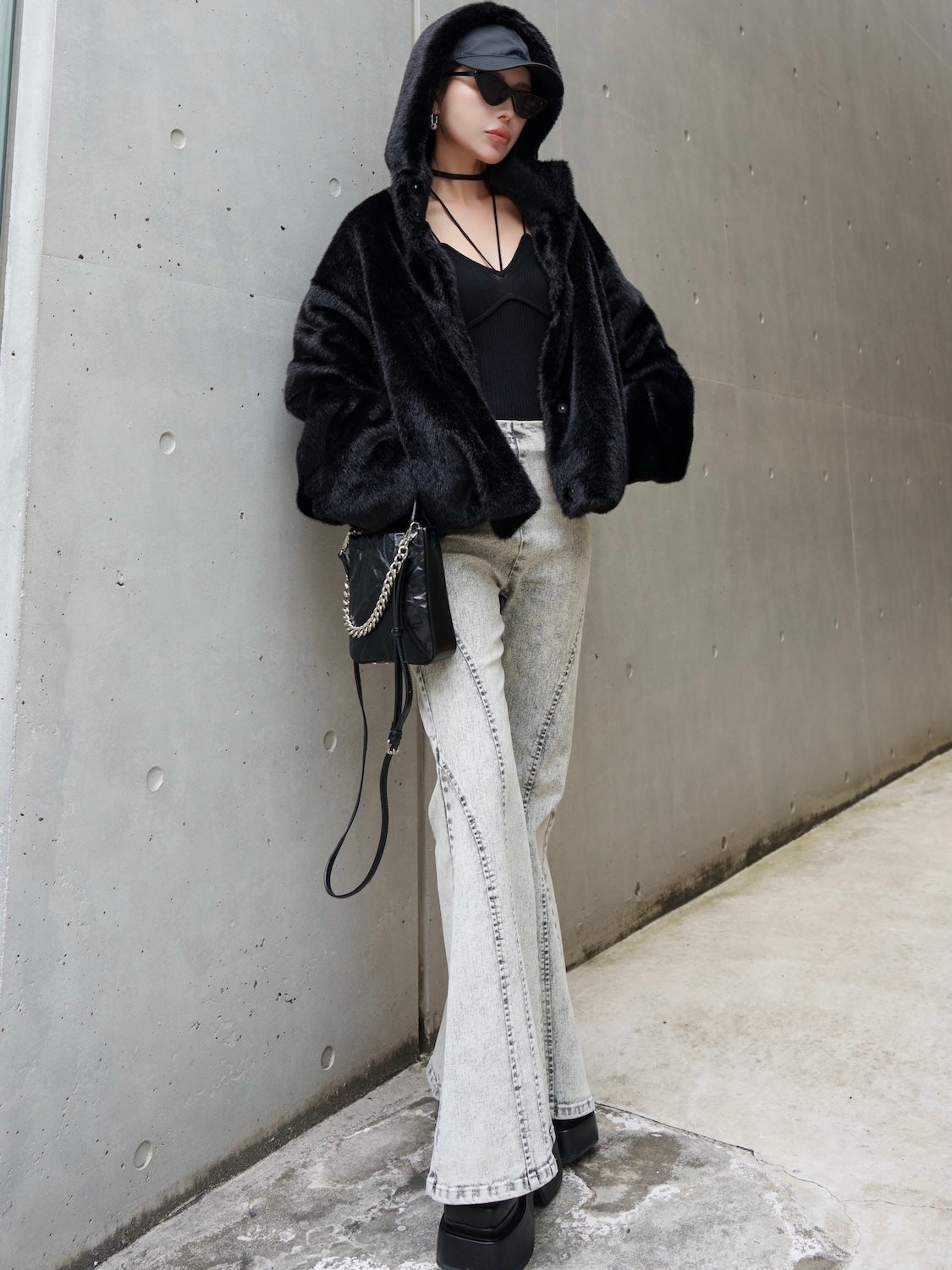 Fur フーディー ヘムタック ブルゾン