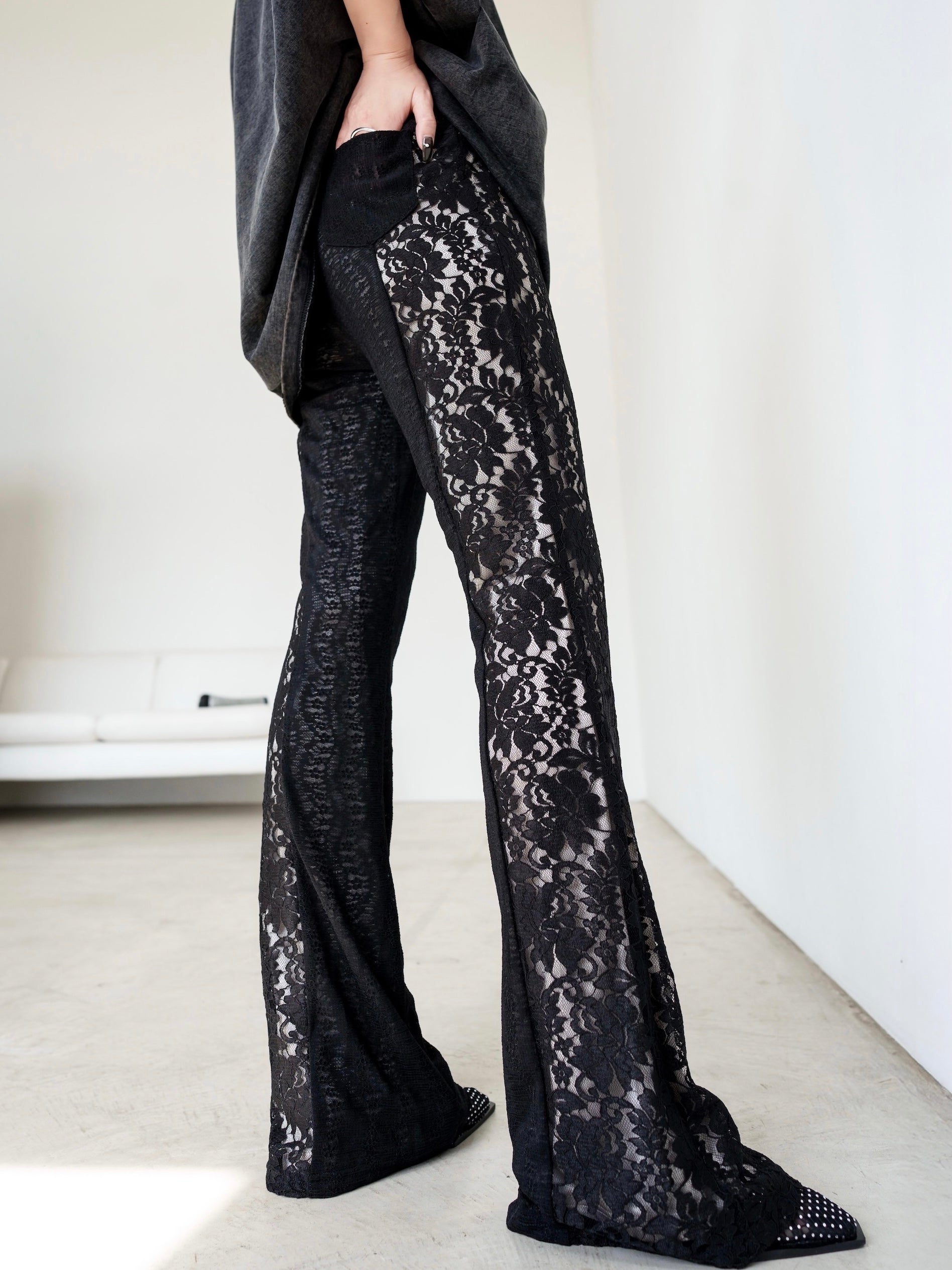 Stretch レース フレアパンツ