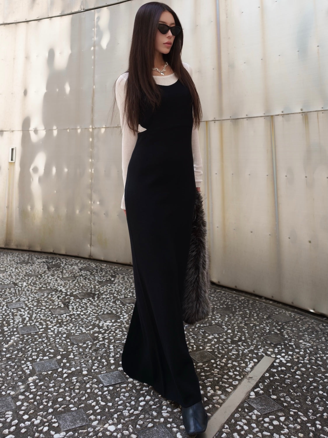 シアー ドッキング KNIT ワンピース