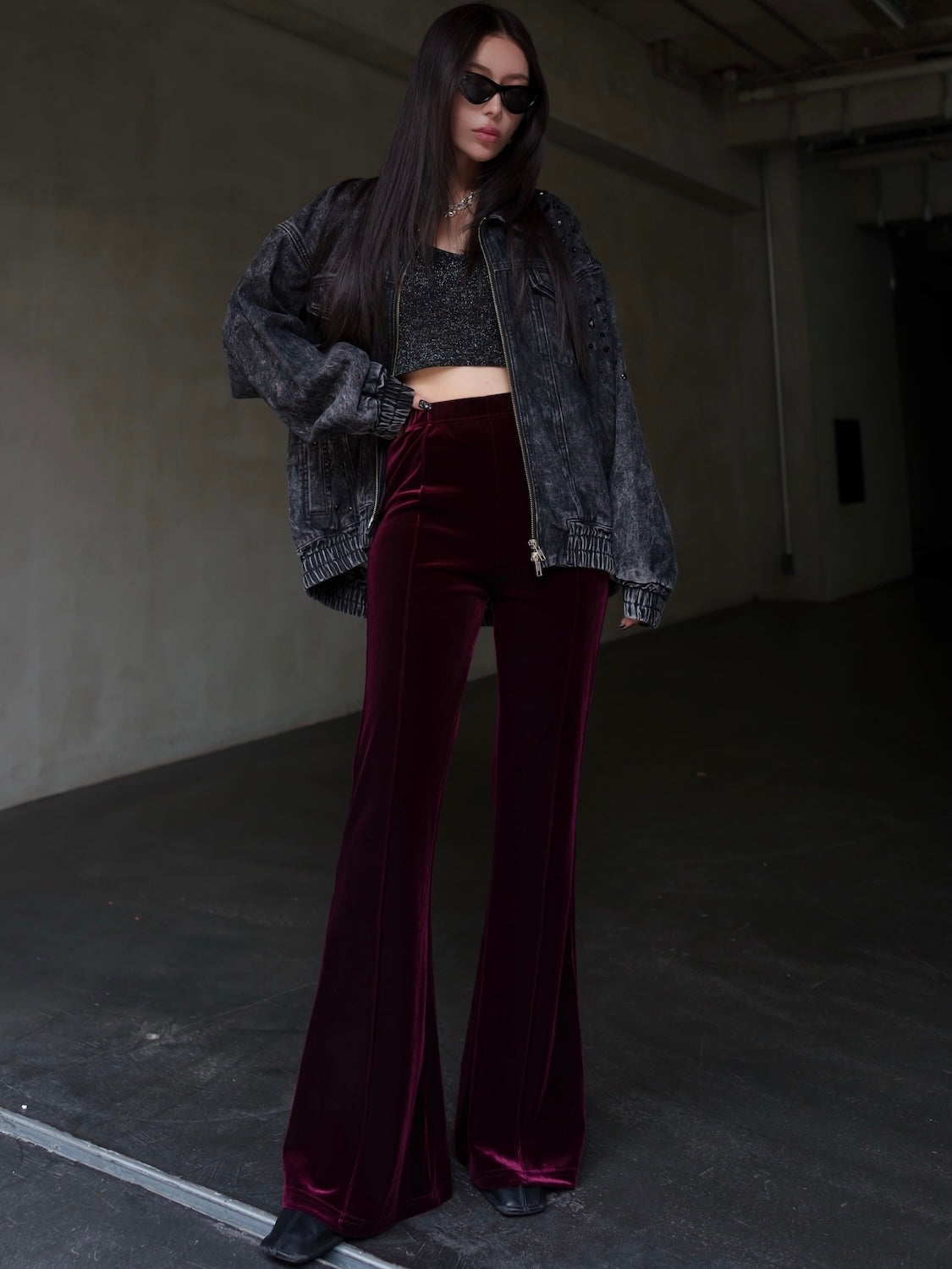 Relax フレア ベロアパンツ