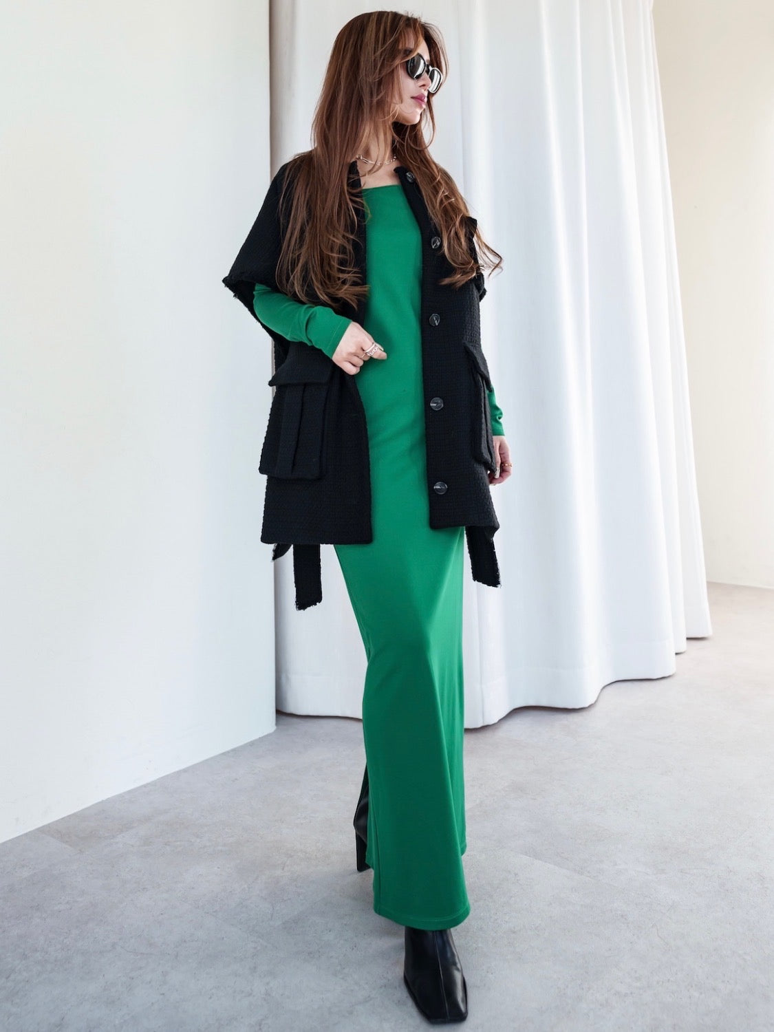 MODEL:159cm<br>COLOR:グリーン