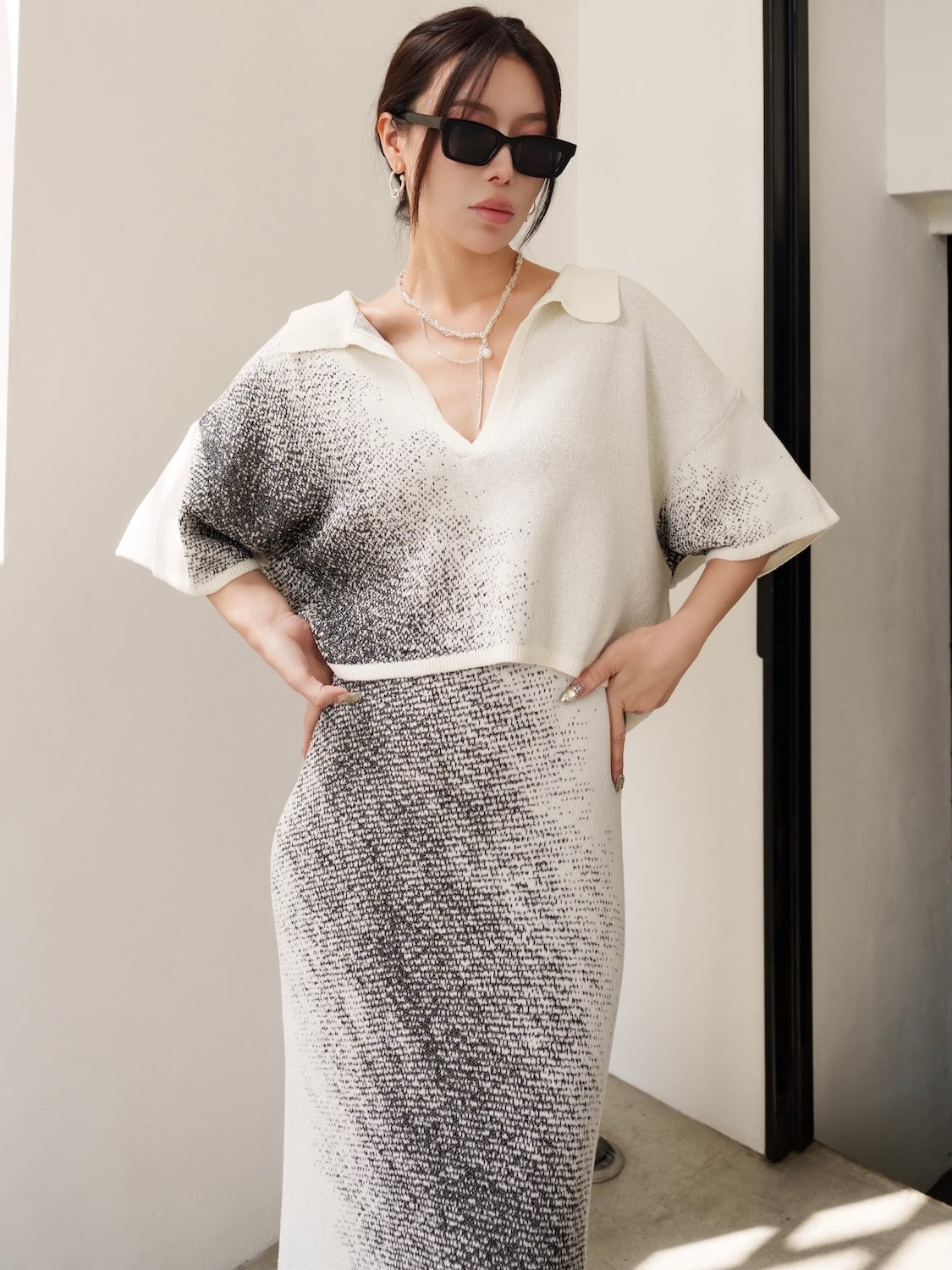 グラデーション ラメ KNIT スキッパー Set-up