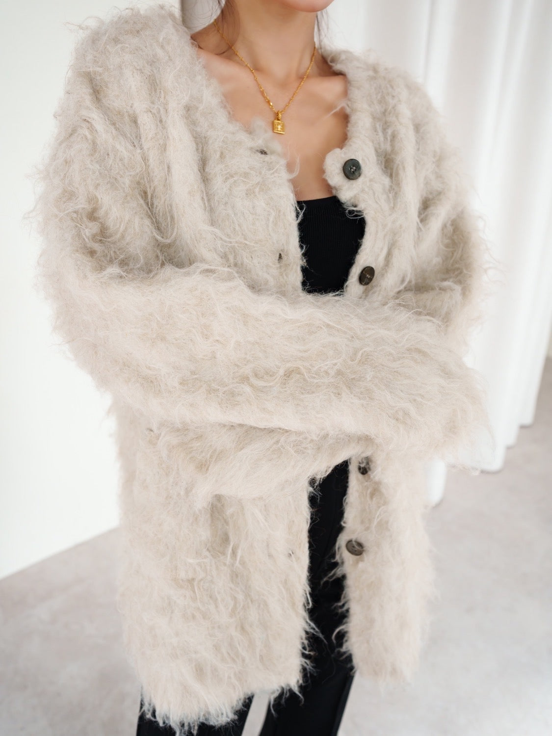 Wool Fur Cardigan
